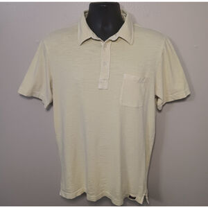 Faherty Men's Medium Polo Shirt Yellow Cotton Short Sleeve